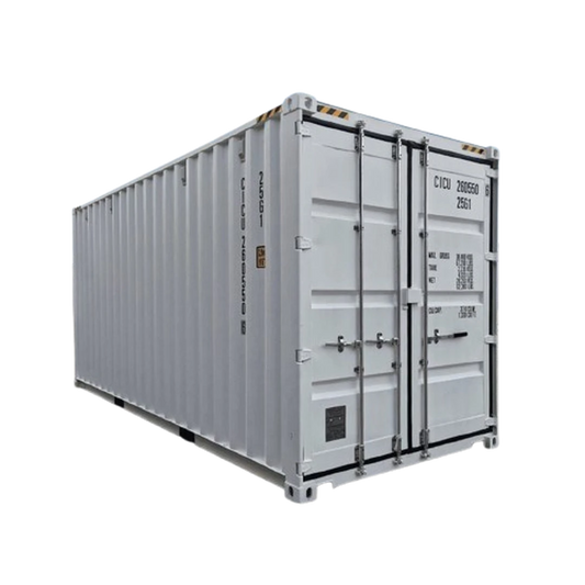 Container 20 pieds High Cube premier voyage Eurocontex – conteneur maritime neuf gris, vue 3/4